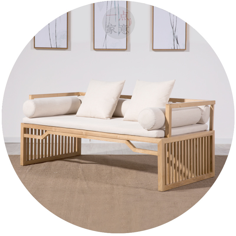 罗汉床实木卯榫宋式美学禅意民宿茶馆办公接待室休闲沙发椅床榻