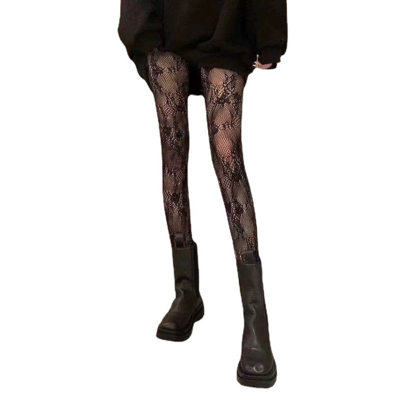 Внешняя торговля Луна ажурные носки женские Цветочные лозы череп ажурные носки осенне-зимние сексуальные тонкие внутренние носки для ног полые рыболовные сети