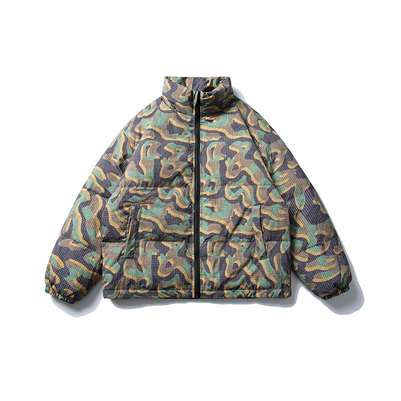Winter Japanese camouflage retro keep warm down jacket with down