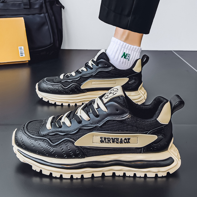 Forrest Gump Shoes European Station Four Seasons Zapatos deportivos casuales transpirables de malla Zapatos de fondo grueso de moda de todo fósforo para aumentar los zapatos de papá