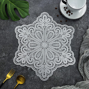European-style Solid Color Hollow PVC Placemat Home Decorative Western-style Placemat Waterproof Non-slip Thermal Insulation Placemat Placemat Cross-border Placemat