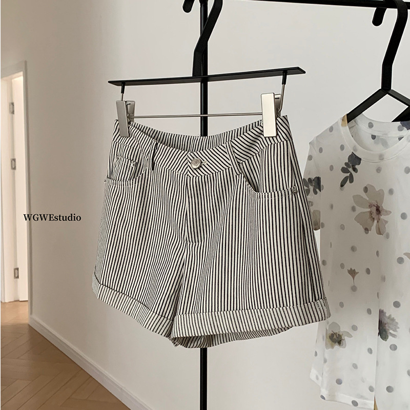 WGWE6452|航海日记|细条纹A字俏皮可爱又休闲短裤