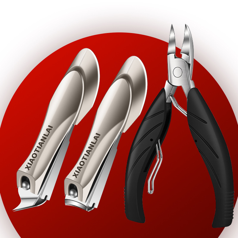 Kit de herramientas de pinzas de uñas, cuchillo anti-splash, cortadora de trincheas de uñas, pedicura, cortadora de uñas de los dedos de los pies