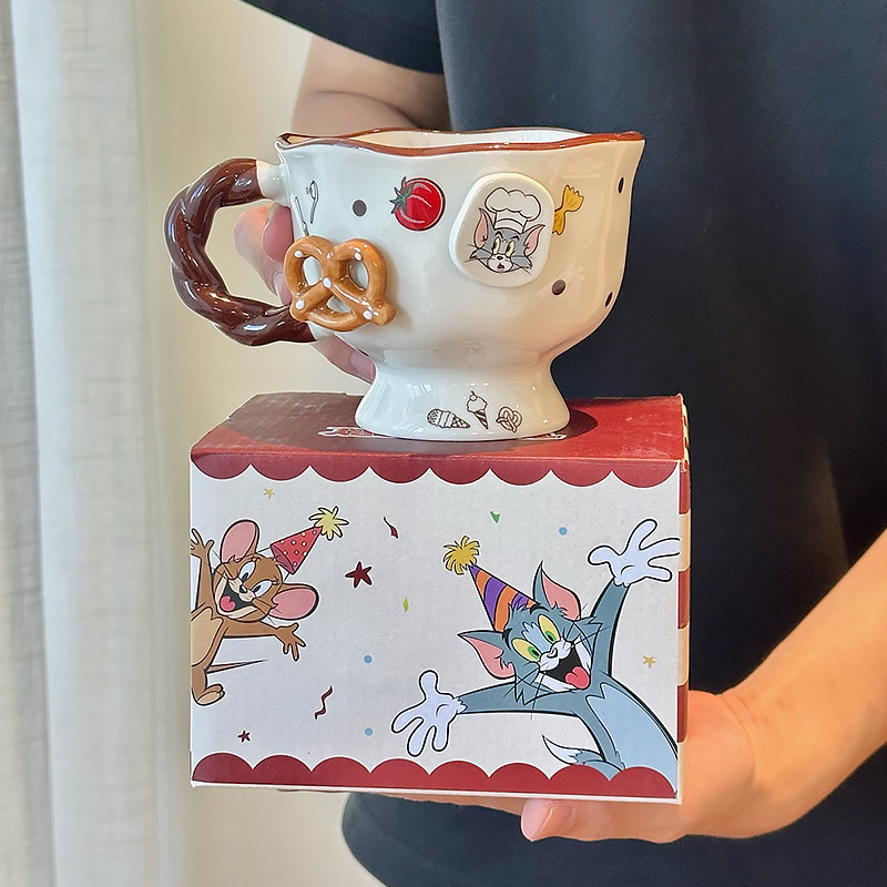 トムとジェリー セラミックコーヒーマグカップ 女の子用 高見えカップル ドリンクカップ 家庭用誕生日プレゼント|undefined