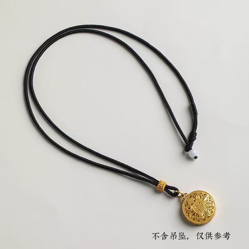 黄金吊坠绳配绳长度可DIY挂件手编织绳项高端玉佛头挂坠黑绳|undefined