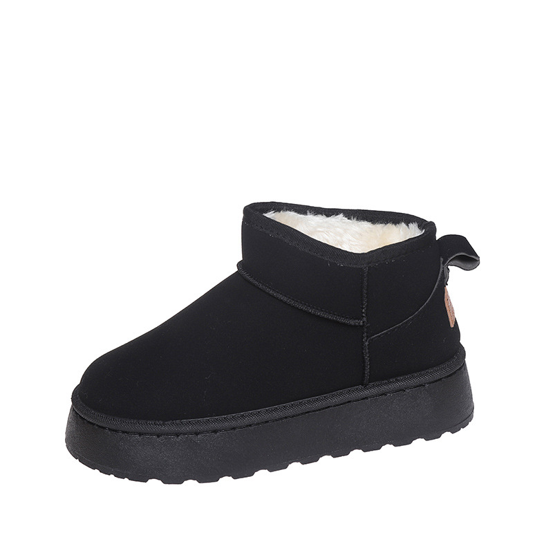 Scarpe da donna, stivali da neve, autunnali e invernali, con pelliccia, un tubo corto, suola alta, calde e impermeabili, in cotone_voghion.com