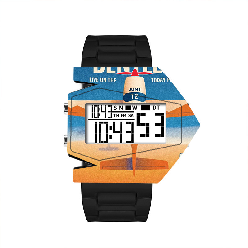 Reloj electrónico de estudiantes de escuela secundaria de moda nocturna multifuncional personalidad al aire libre alarma de avión reloj electrónico