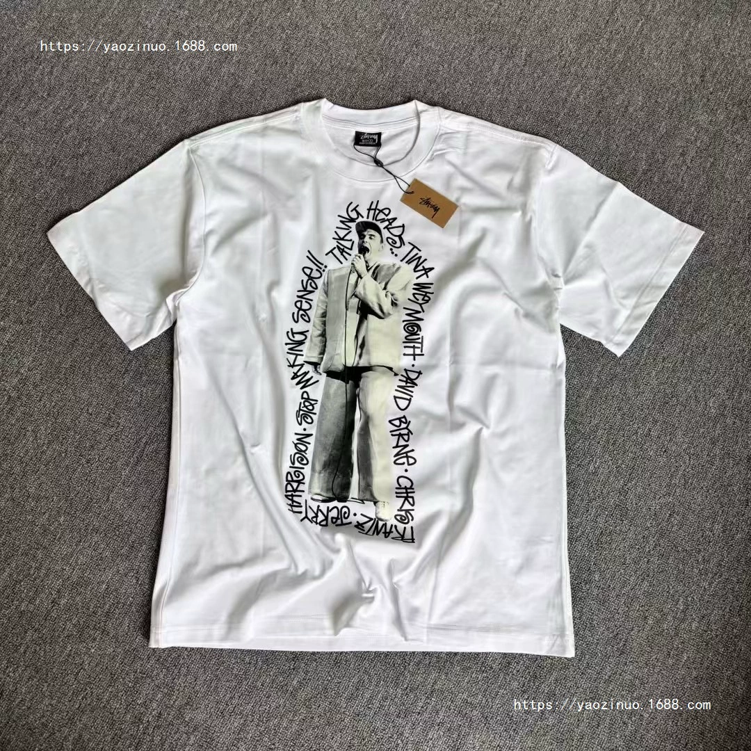 Высококачественная версия Stussy, принтованная повседневная пара, свободный крой, короткий рукав, без катышков