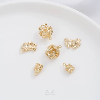14K包金保色八音盒旋转木马吊坠手工diy手链项链挂件耳饰品小吊饰