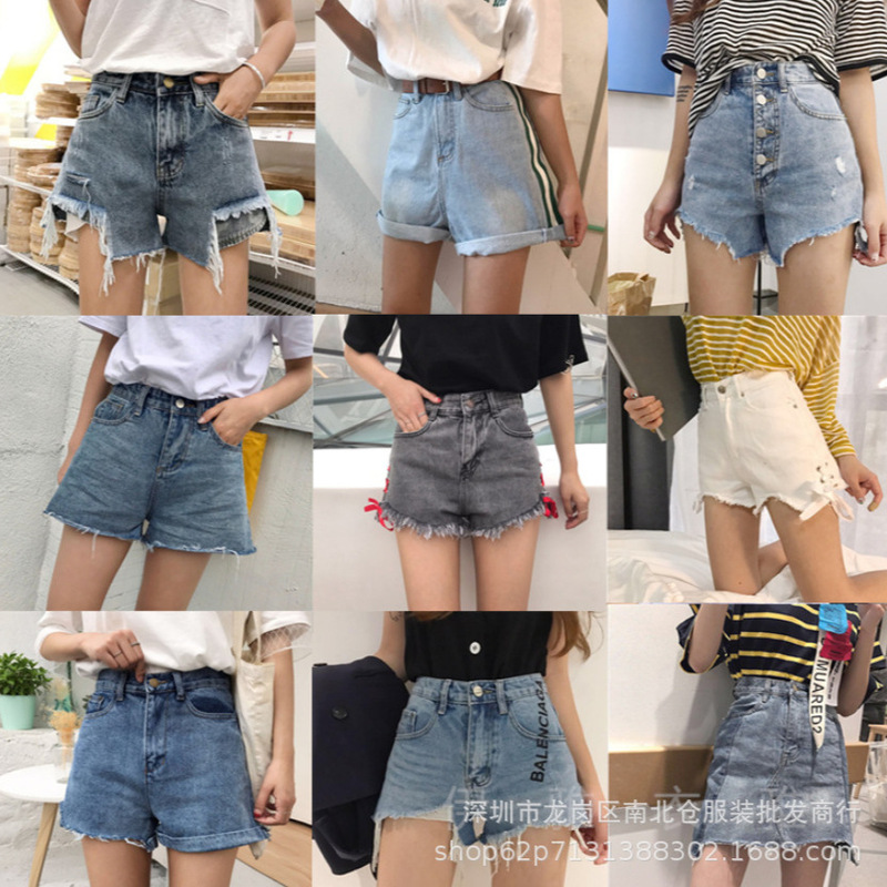 Alibaba Street Stall Supply Wholesale Summer Women's Jeans Shorts Hot Pants Cheap and Goods 9.9 Yuan Free Shipping