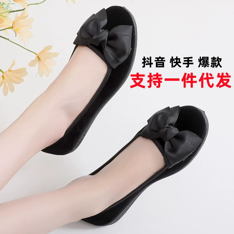 Старая тканевая обувь, женские туфли на плоской подошве, туфли-бини, рабочая обувь для беременных, нескользящая обувь для мамы, ленивые однотонные туфли на низком каблуке, не теряющиеся для ног.