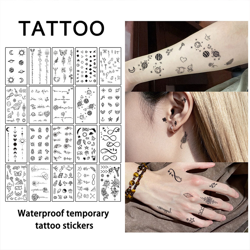 Popular Trendy Minimalist Temporary Tattoo Stickers for Fingers, Waterproof and Long-Lasting, with Fashionable Simple Designs
