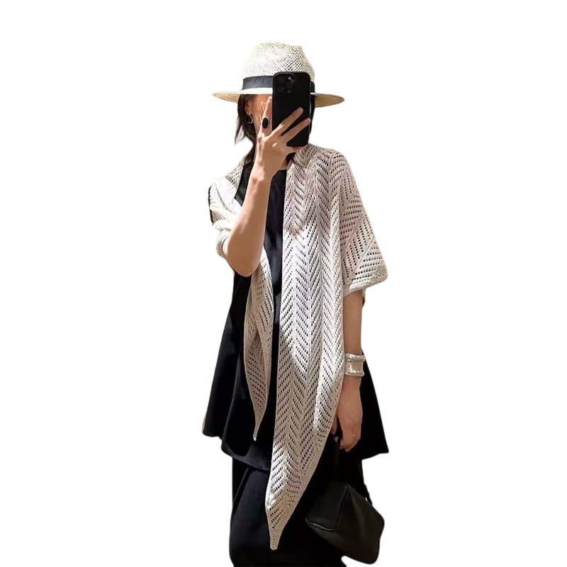 Lightweight Knitted Triangle Shawl Cover-up For Women Summer_voghion.com