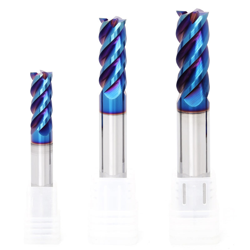 65度钨钢加长四刃涂层平底铣刀CNC数控钢用硬质合金4刃可做非标