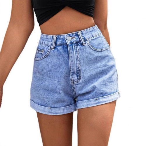Summer and Spring European and American Amazon Wish Women's Loose Wide Leg Pants Denim Short Pants