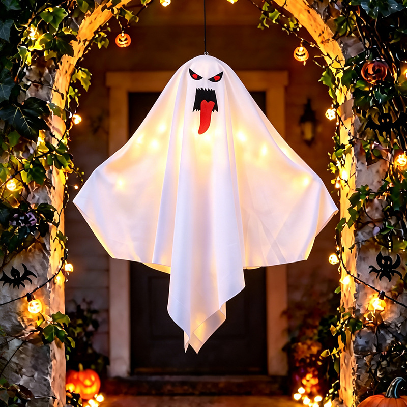 Transfronterizo Halloween LED iluminado fantasma decoración colgante fantasma chandelier horror patio props de Halloween