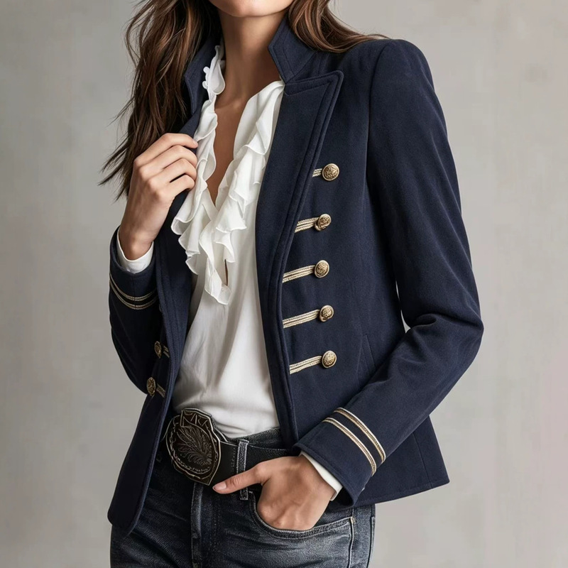 2026 New Amazon Autumn/Winter European and American Fashion Casual Design Navy Blue Blazer 2026 New Amazon Autumn/Winter European and American Fashion Casual Design Navy Blue Blazer
