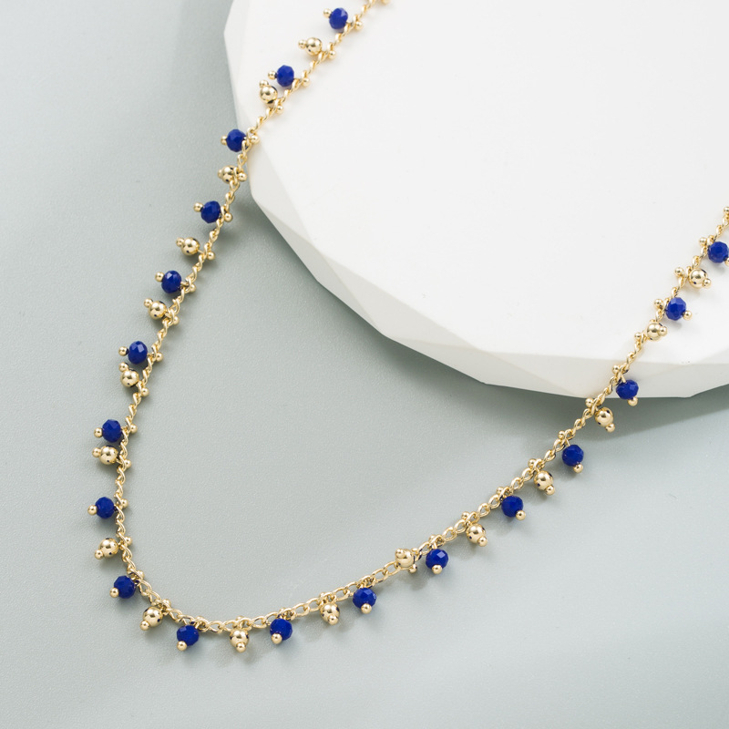 Fashion Geometric Copper Necklace Inlay Beads Copper Necklaces