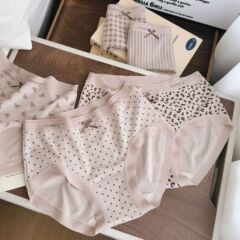 抹茶女孩秋冬磨毛复古豹纹印花内裤女中腰无痕边抑菌舒适三角内裤