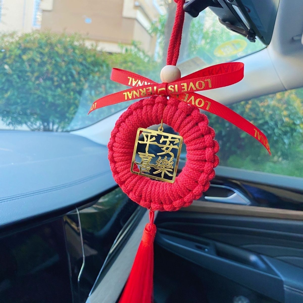 Handmade DIY Gift Red String Hanging Ornament for Peace and Joy, Attracts Wealth and Good Fortune, New Car Hanging Tag, Car Interior Decoration, Gift for Boyfriend
