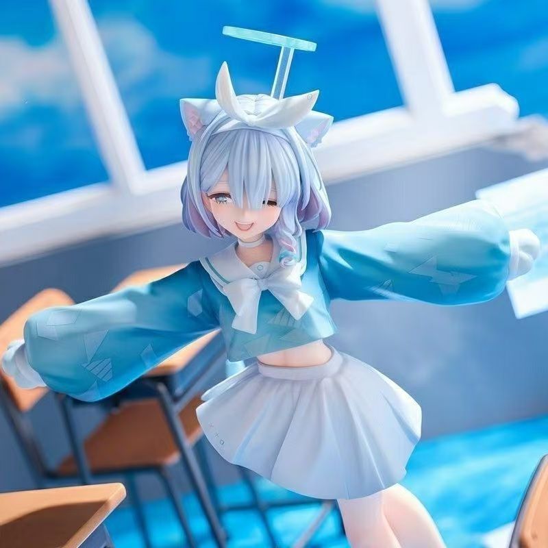 고양이귀 세일러복 소녀 피규어 책상 장식 약 21cm