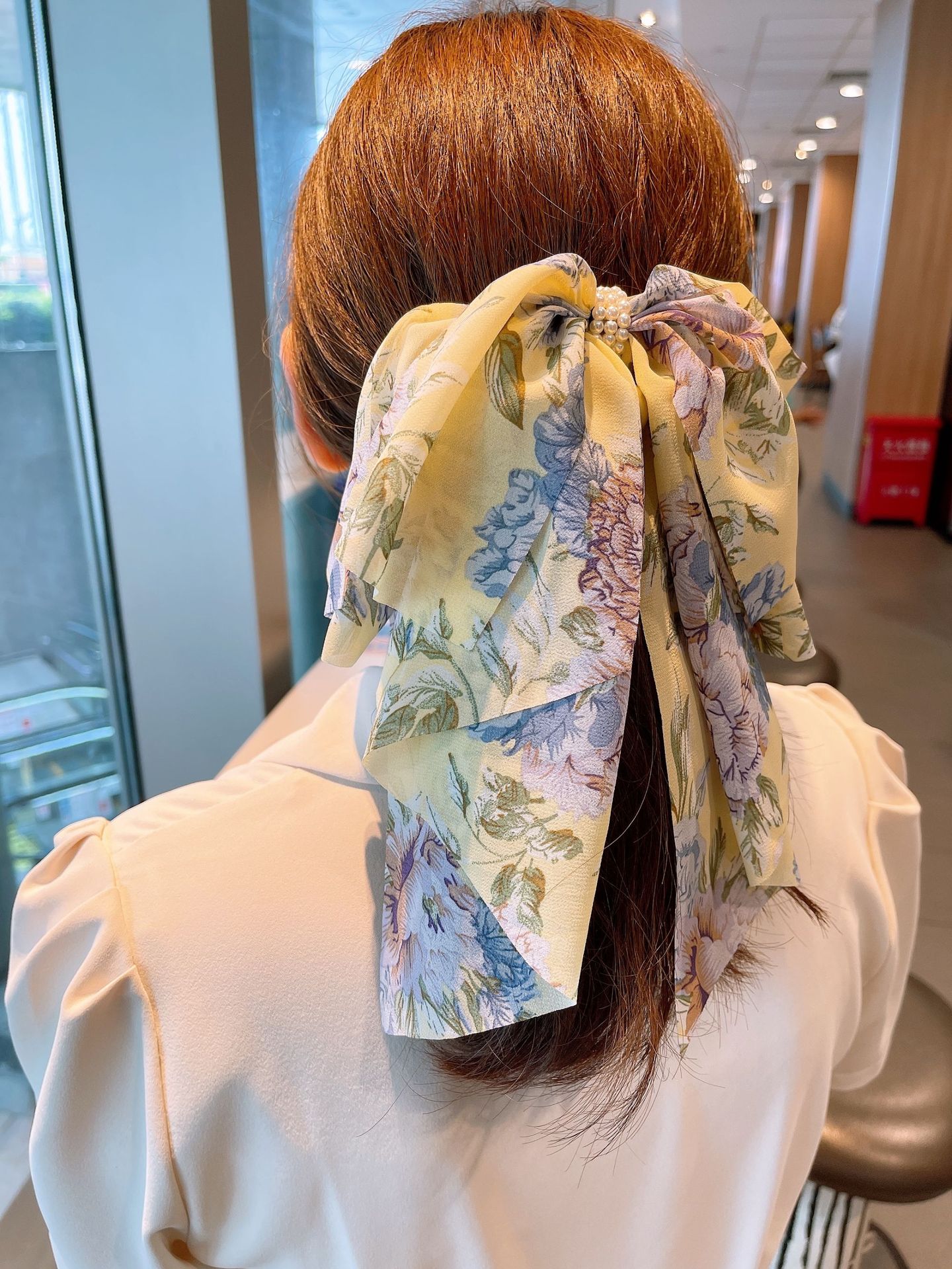 Koreanische Chiffon Asymmetrische Haarnadel Mit Großem Bogendruck display picture 15