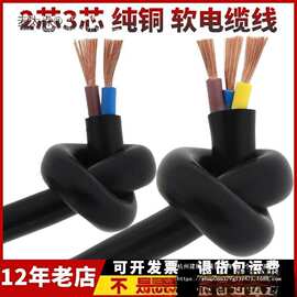 国标纯铜二芯电缆RVV2芯3芯护套线1.5/2.5/4平方三芯电线软