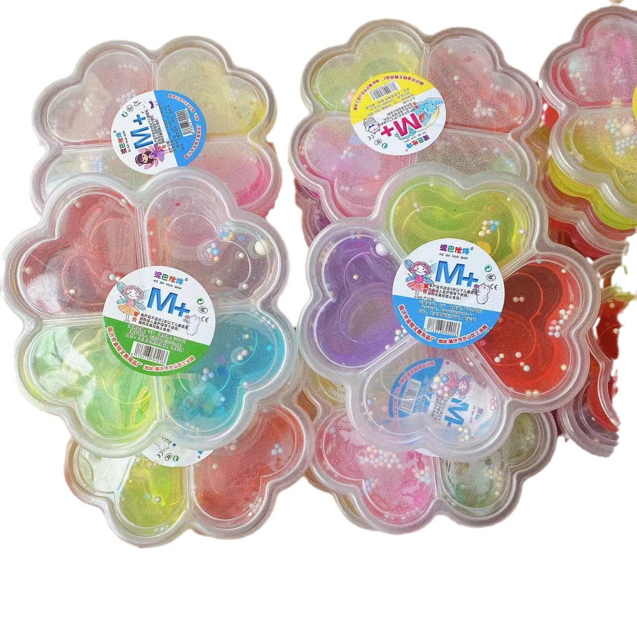 Barro de cristal de cuatro hojas de barro de cristal de ciencia y educación goma espumante slime 4 colores para niños diy alta transparencia 4 cuadros 2 yuanes lotes de departamentos