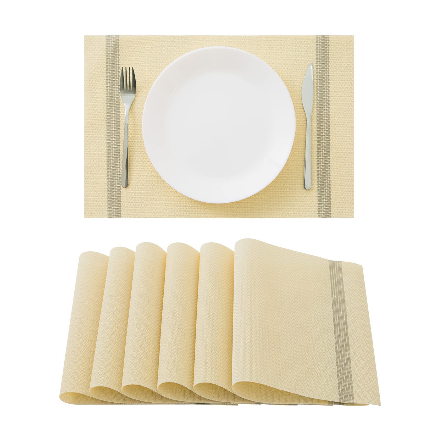 Borde de oro rayado PVC Western placemat luz creativa estera de mesa de lujo simple todo partido estera de mesa hogar caja de regalo mantel