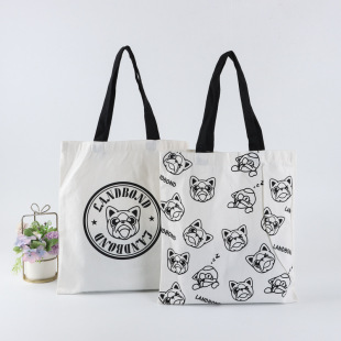 Blank portable canvas bag creative pattern large capacity storage canvas bag customized student environmental protection shoulder shopping bag