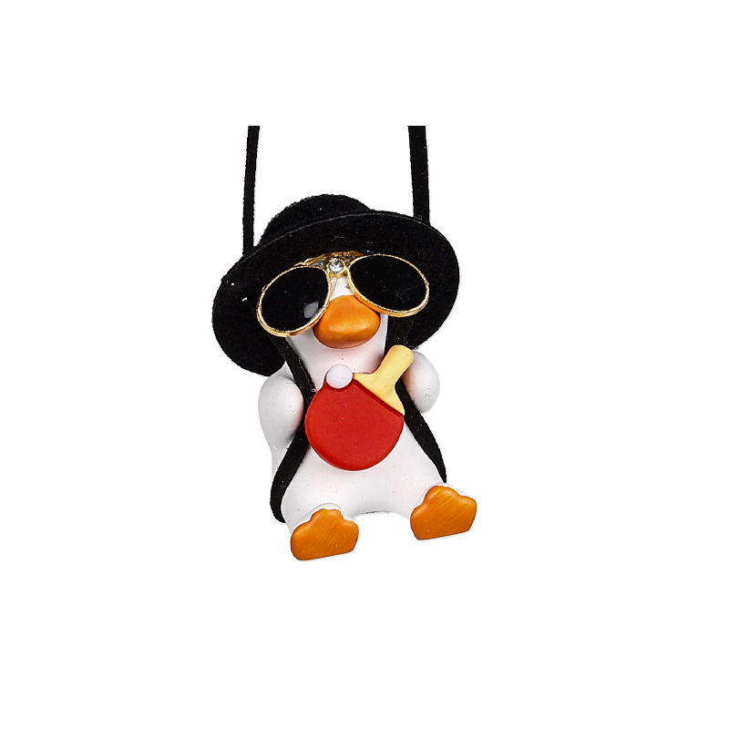 Swing Duck Pink Hat Duck Car Interior Pendant for Women, Popular Car Hanging Decoration for Rearview Mirror