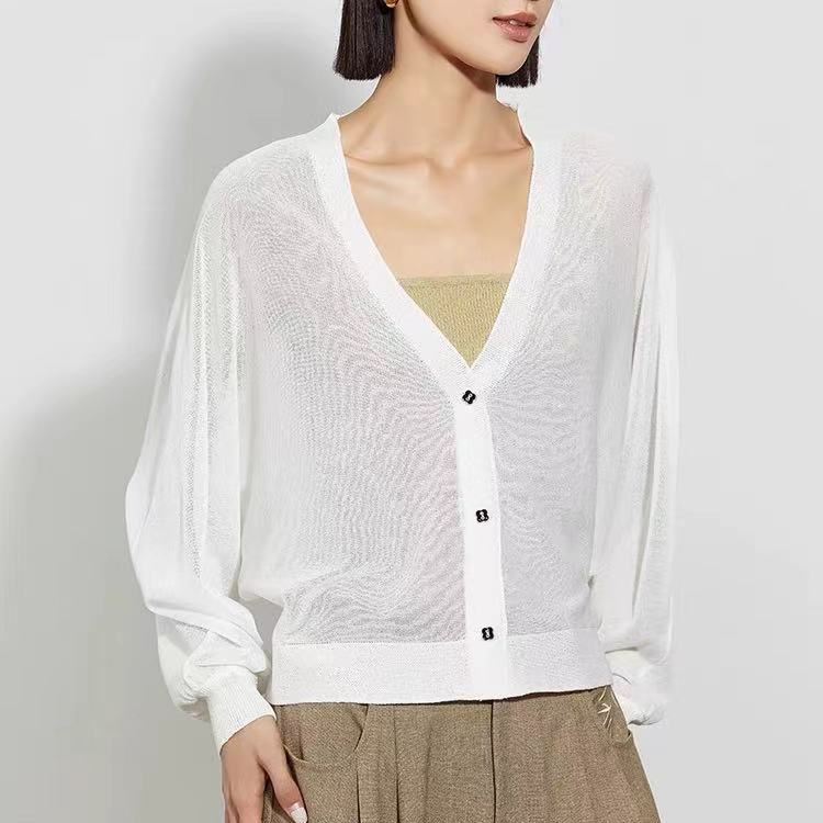 Custom Oem Ice Silk Batwing Knit Cardigan V-Neck Sun Protection Jacket Women's Summer New Air Conditioning Shirt Outerwear Top Custom Oem Ice Silk Batwing Knit Cardigan V-Neck Sun Protection Jacket Women's Summer New Air Conditioning Shirt Outerwear Top