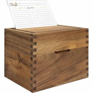 Wooden Old Retro Recipe Card Storage Box Delicacy Recipe Collection Box Kitchen Recipe Box