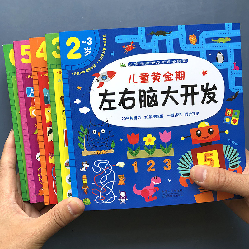 Children's Whole-Brain Thinking Games, Kidsren's Thinking Training Books for 3-6 Years Old, Educational Games, Find the Difference, Maze Book