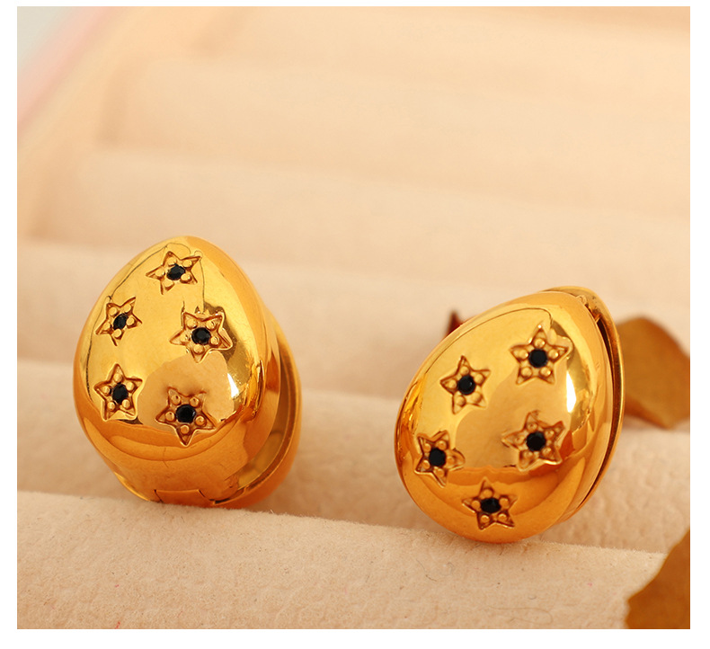 1 Pair Simple Style Water Droplets Plating 304 Stainless Steel Rhinestones Ear Studs display picture 2