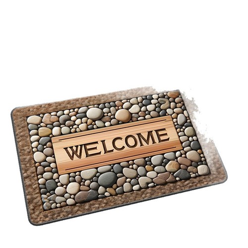 TEMU Retro Welcome Half Round Crystal Velvet Decorative Home Rug Stain-Resistant Anti-Slip Rug