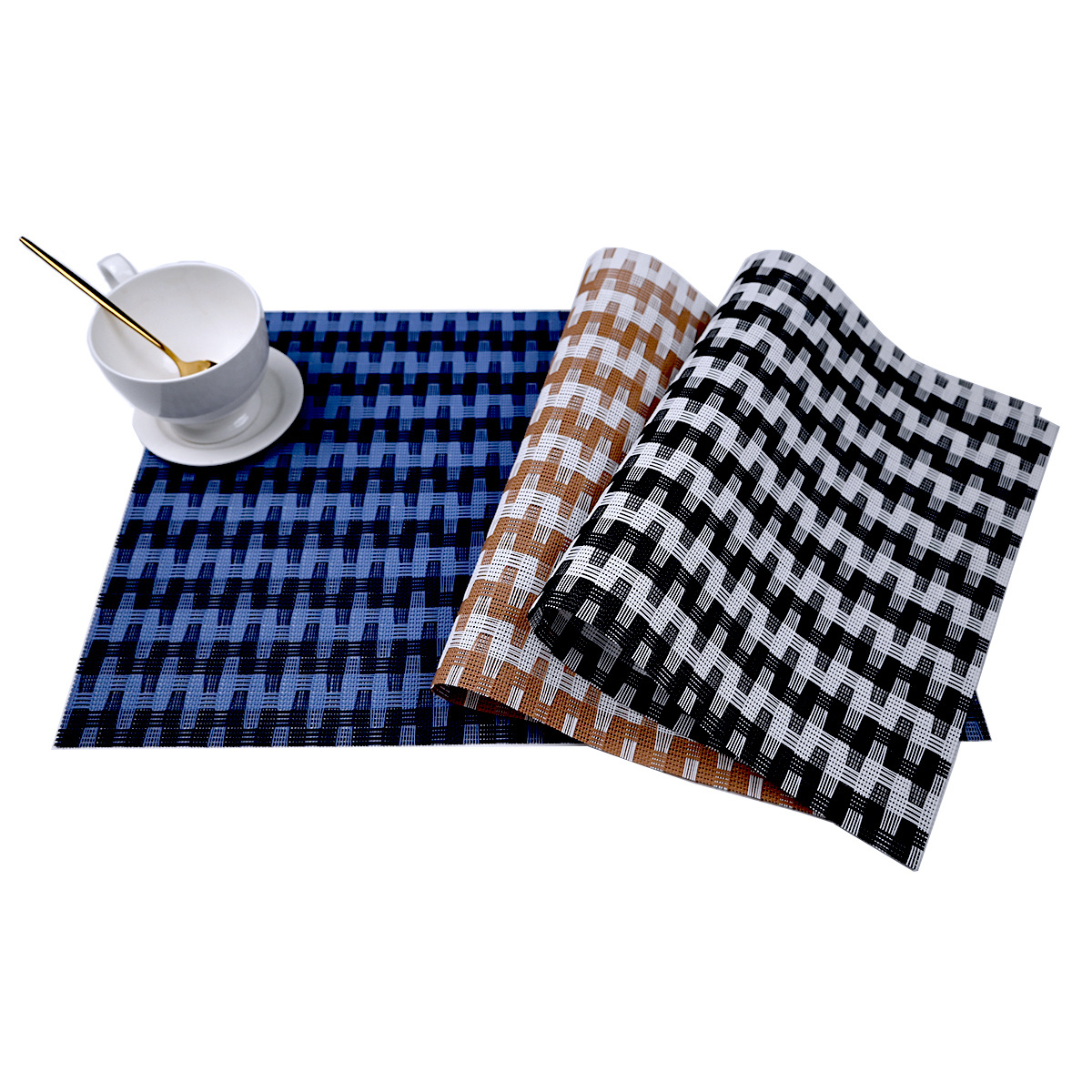 Nórdico Jacquard rayas cojín Teslin lavable cortar cojín de taza tejido antideslizante aislamiento cojín de mesa occidental cojín de mesa