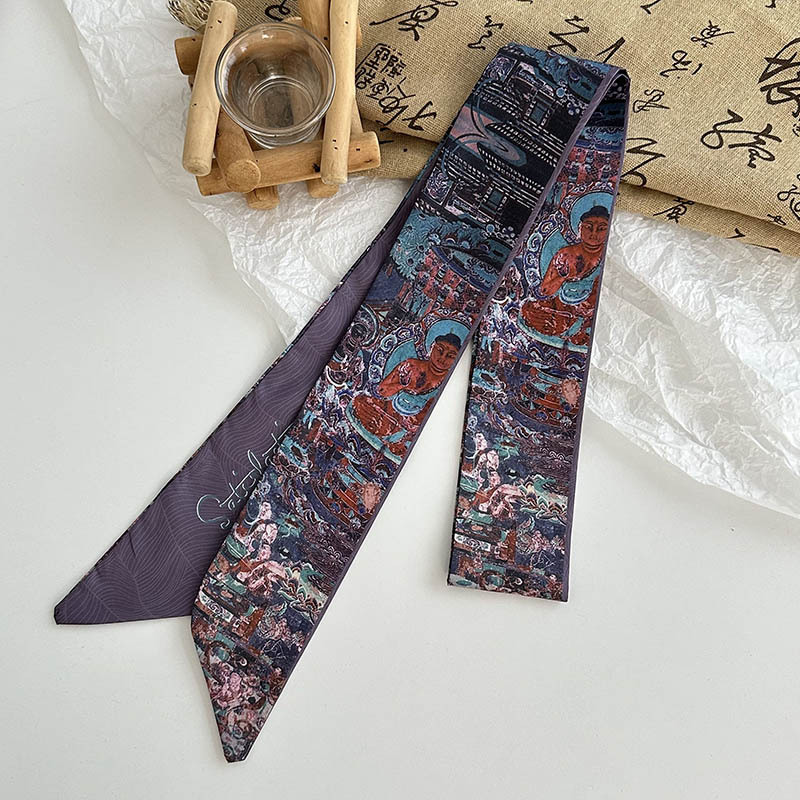 Pañuelo de seda largo, sentido de alta calidad, bufanda de estilo chino retro, pañuelo en la cabeza, cinturón para el cabello, cinta para atar, cinturón decorativo