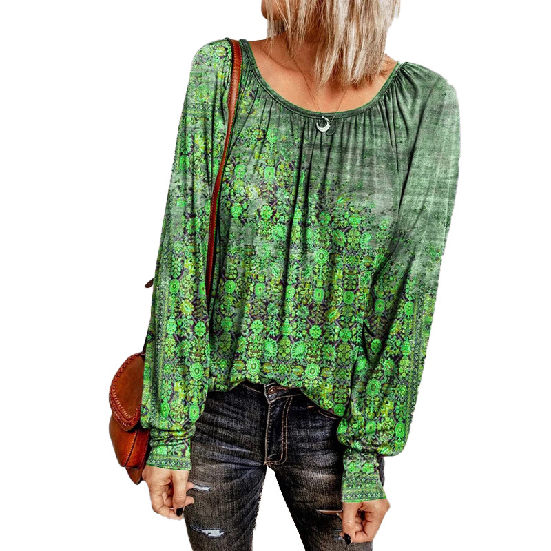 floral long-sleeved T-shirt Nihaostyles wholesale clothing vendor NSLZ72618