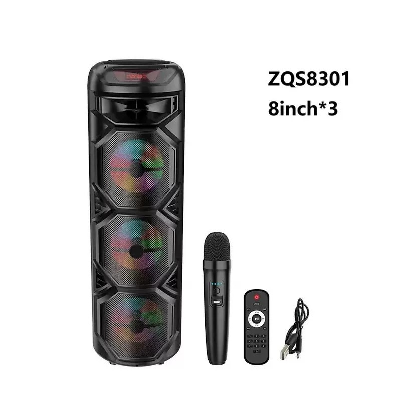 Parlante Bluetooth Portátil ZQS8301/ZQS8302 8*3 Pulgadas de Plástico con Entrada de Tarjeta para Karaoke