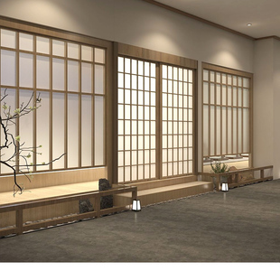 Japanese-Style Sliding Lattice Door Custom Bedroom Grid Tatami Sliding Door Partition Fir Wood Door Solid Wood Japanese Room