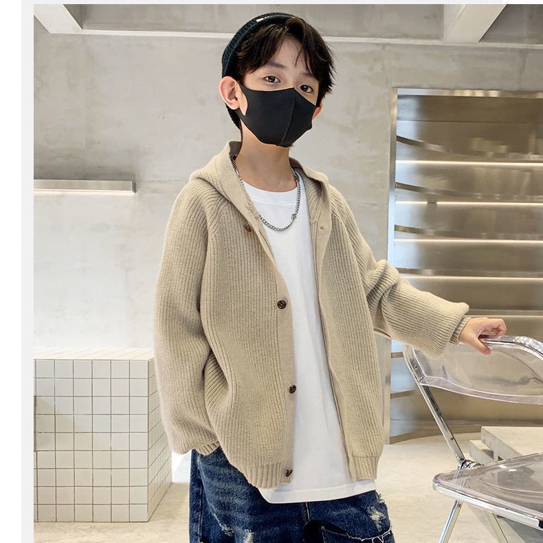(2개) 아동복 소년 어린이 스웨터 코트 카디건 두꺼운 봄과 가을 새 니트웨어 초등학생 탑