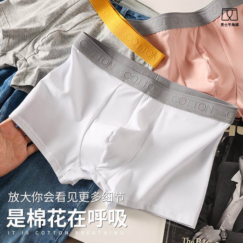 Pantalones interiores de algodón masculino 100% algodón antibacteriano de alta calidad pantalones cortos deportivos de ángulo plano de cuatro ángulos de algodón masculino