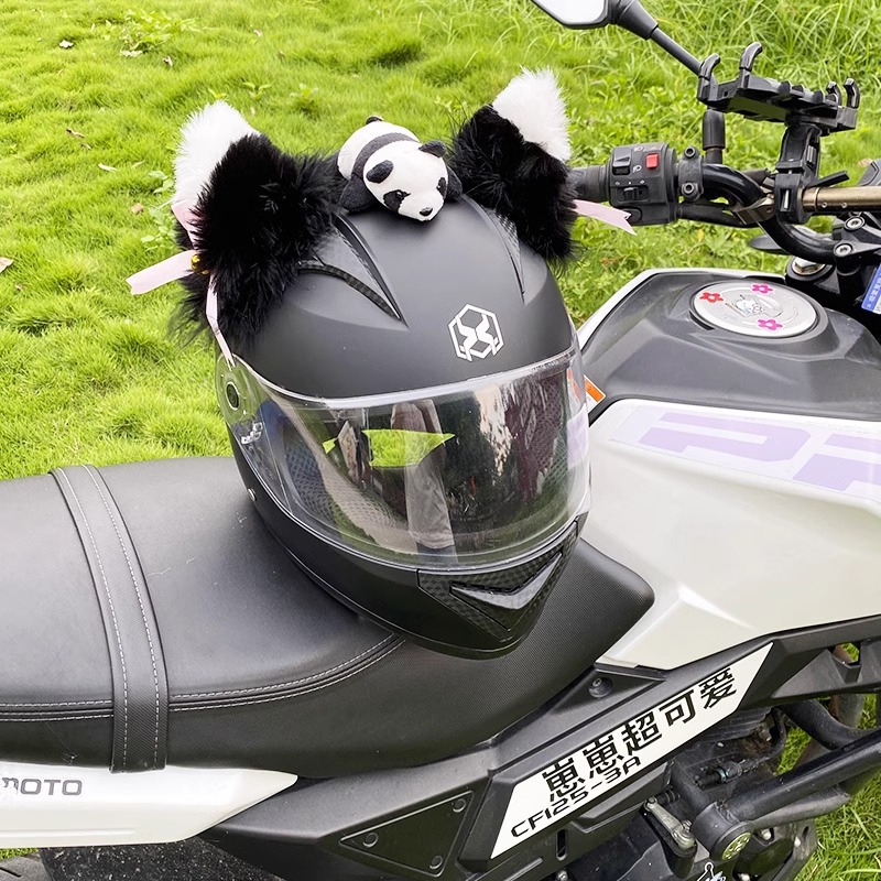 Black White Pink Long Bow Cat Ear Helmet Decoration Motorcycle Helmet Accessories