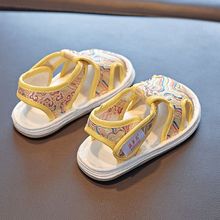 宝宝布凉鞋周岁儿童手工千层底布鞋男女童中国风软底黄绸缎夏L17