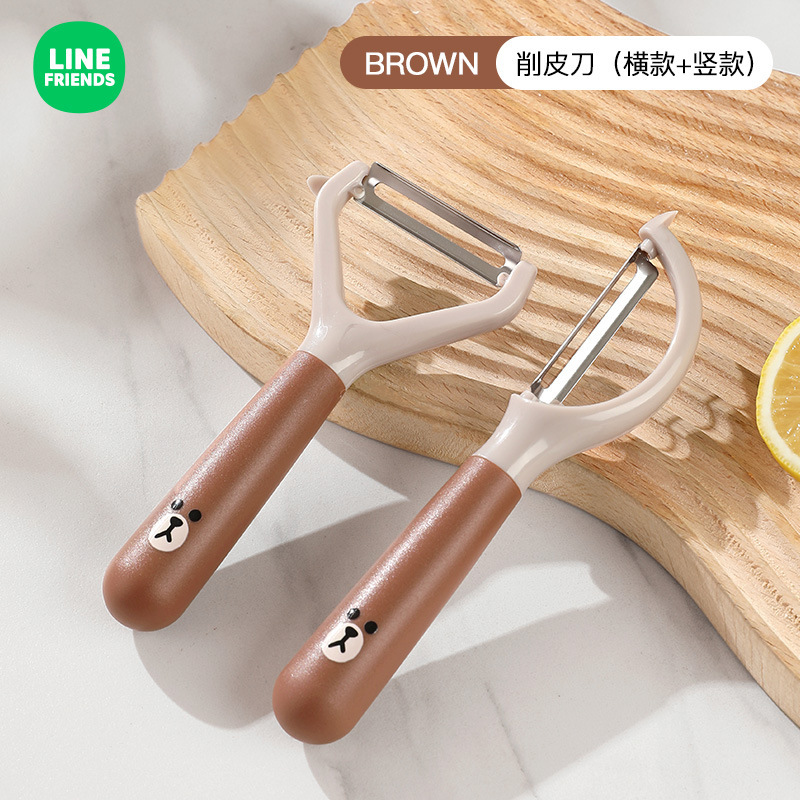 Brown Bear キッチンピーリングナイフ 多目的ピーラー ジャガイモとフルーツの皮むきナイフ 2目的ステンレス鋼の皮むきナイフ|undefined