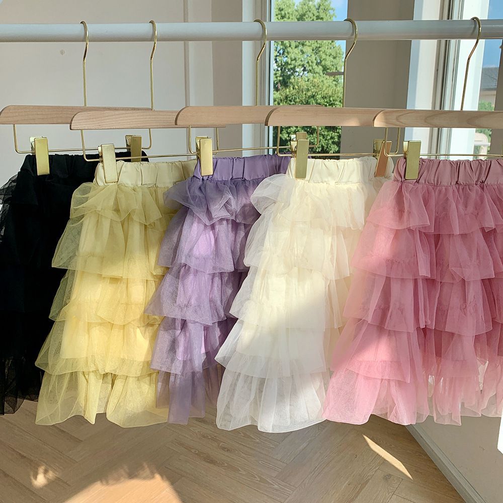 Girl's Skirt Spring New Children's Korean-style Solid Color Cake Veil Skirt Girl's Styline Skirt