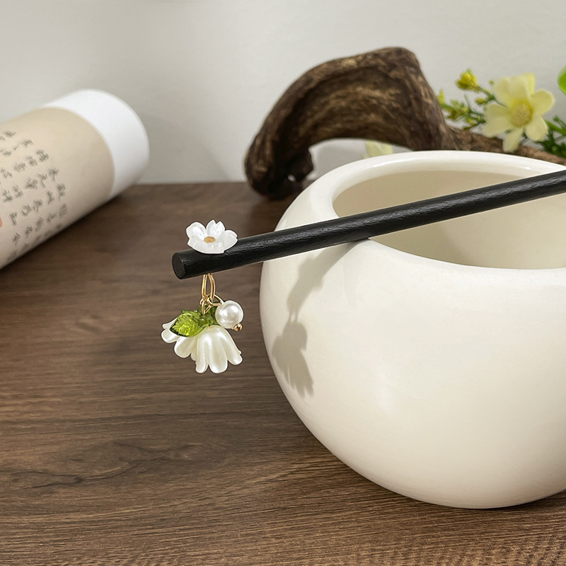 Nueva horquilla de flores de estilo antiguo chino, horquilla de sentido avanzado moderno, horquilla de cabello femenino, horquilla de Hanfu, tocado de horquilla de madera