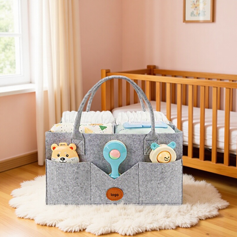 [Felt Diaper Wet Storage Bag] Portable Storage Bag, Foldable, Mommy and Baby Diaper Organizer, Separate Compartments for Mother and Baby