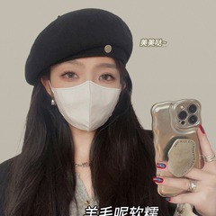 羊毛呢大頭圍貝雷帽子女款秋冬季新款韓版網紅顯臉小保暖畫家帽潮
